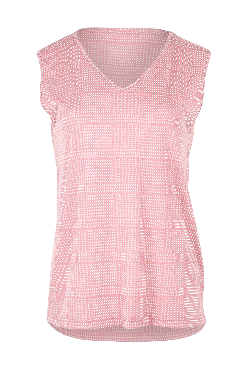 Product shot of The Printed Bamboo Blend V Tank in colour Pinkblush (Pink), from the front