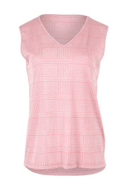 Product shot of The Printed Bamboo Blend V Tank in colour Pinkblush (Pink), from the front