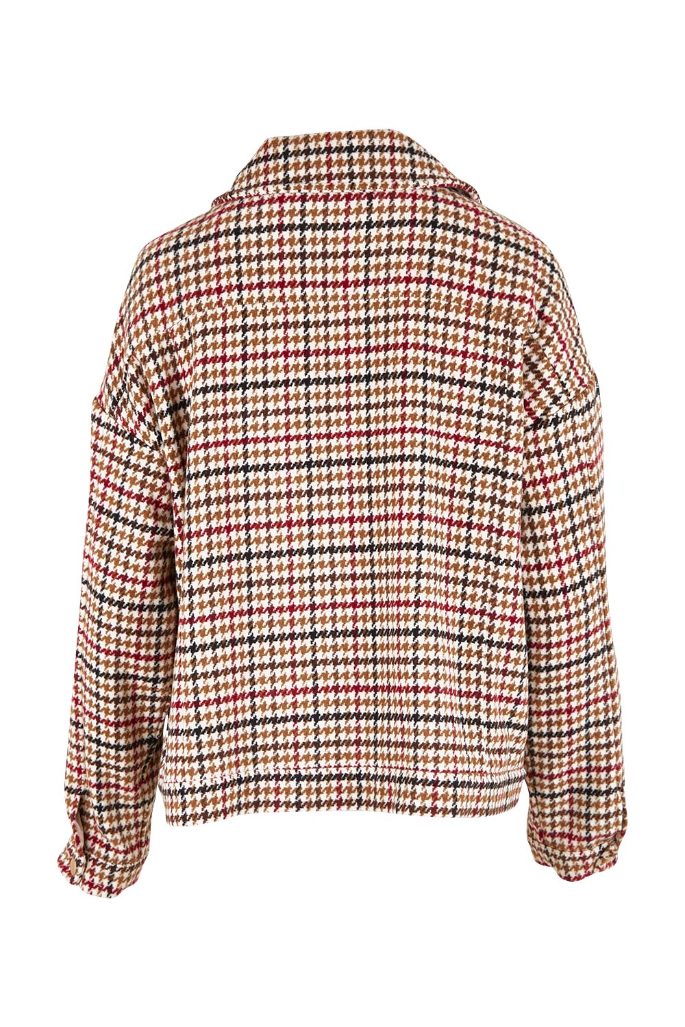 Product shot of The Houndstooth Bomber Jacket in colour Multicheck, from the back
