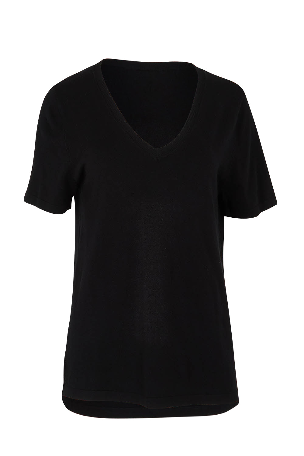 Product shot of The Transeasonal Short Sleeve Jumper in colour Black (Black), from the front