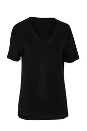 Product shot of The Transeasonal Short Sleeve Jumper in colour Black (Black), from the front