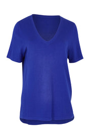 Product shot of The Transeasonal Short Sleeve Jumper in colour Bluetopaz (Blue), from the front