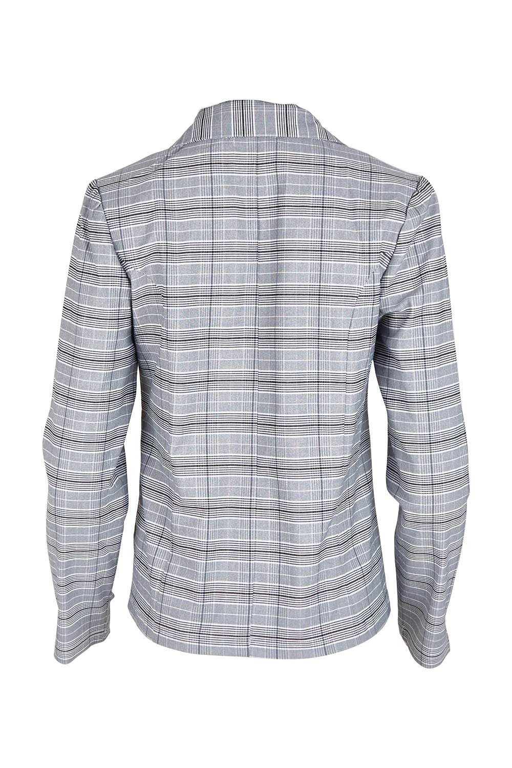 Product shot of The Classic Check Blazer in colour Greycheck (Grey), from the back