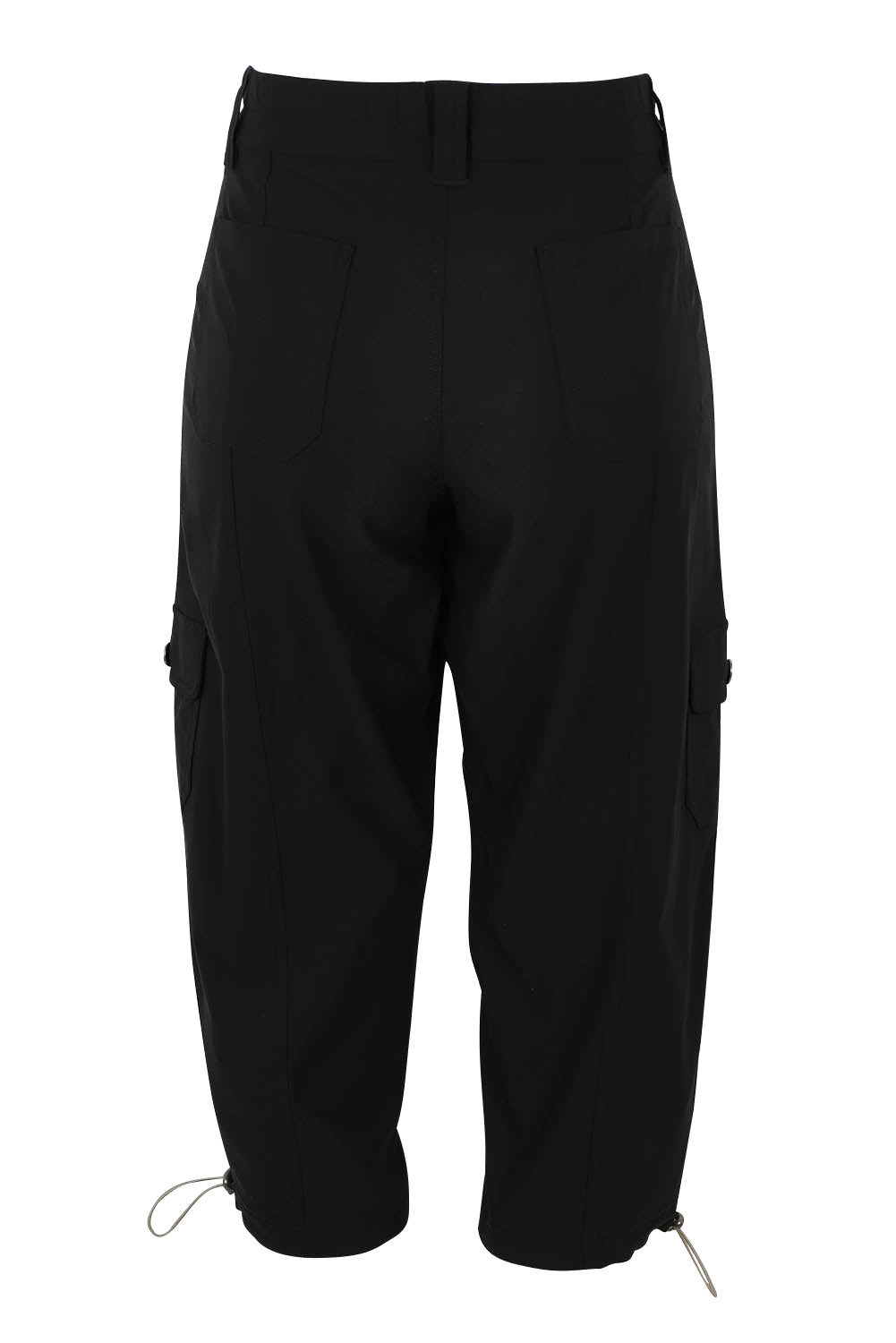 Product shot of The Everyday Cropped Cargo Pant in colour Black (Black), from the back