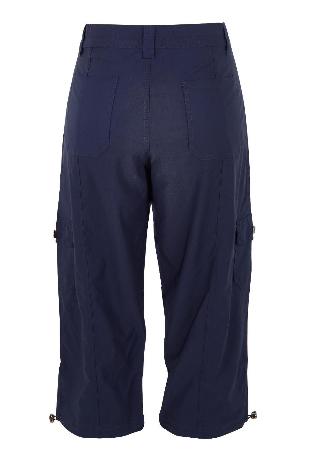 Product shot of The Everyday Cropped Cargo Pant in colour Darknavy (Blue), from the back