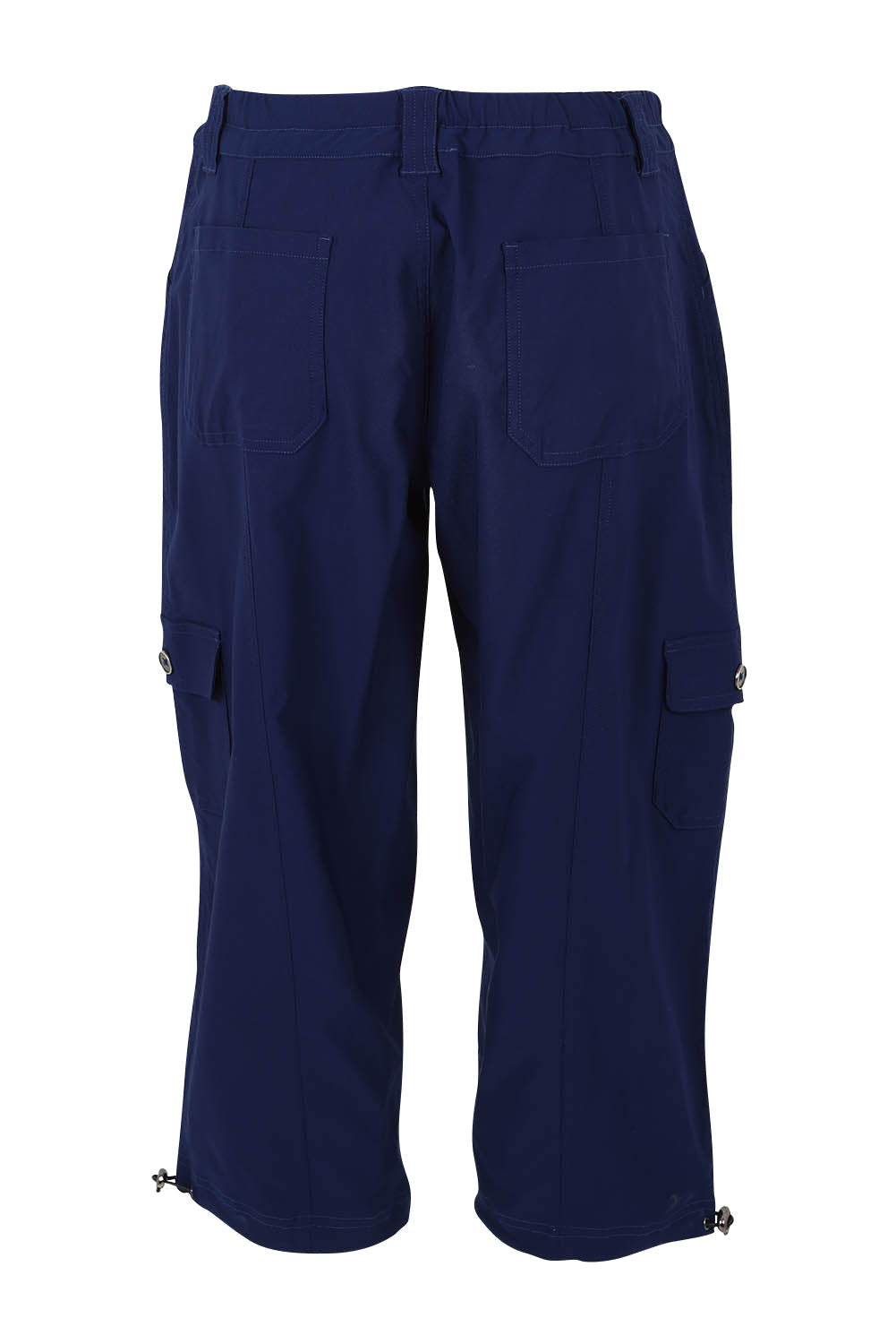 Product shot of The Everyday Cropped Cargo Pant in colour Frenchblue (Blue), from the back