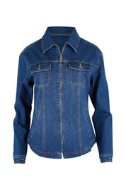 Preloved The Zip Front Stretch Denim Jacket - Darkdenim