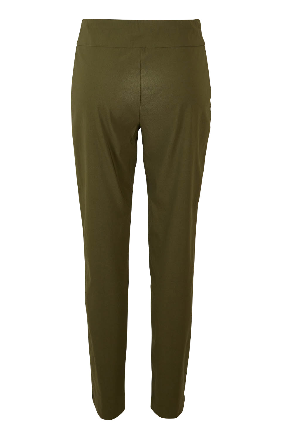Product shot of The Contour Full Length Pant in colour Olive (Green), from the back