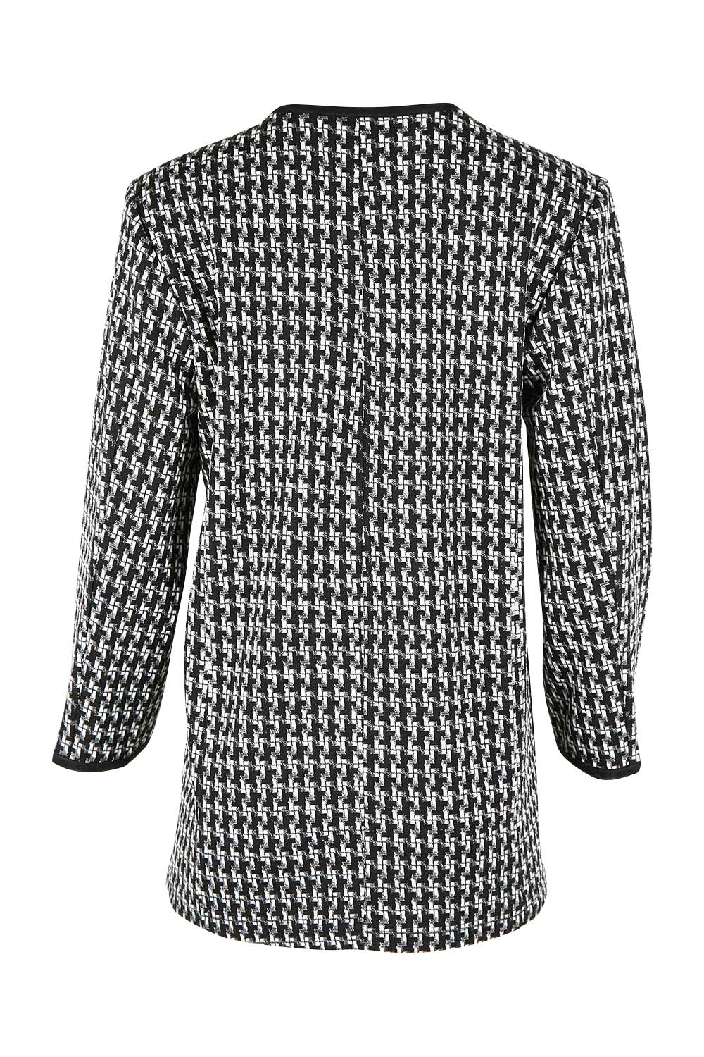 Product shot of The Edge To Edge Ponte Print Jacket in colour Blackwhite (Black), from the back