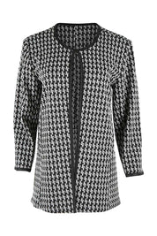 Product shot of The Edge To Edge Ponte Print Jacket in colour Blackwhite (Black), from the front