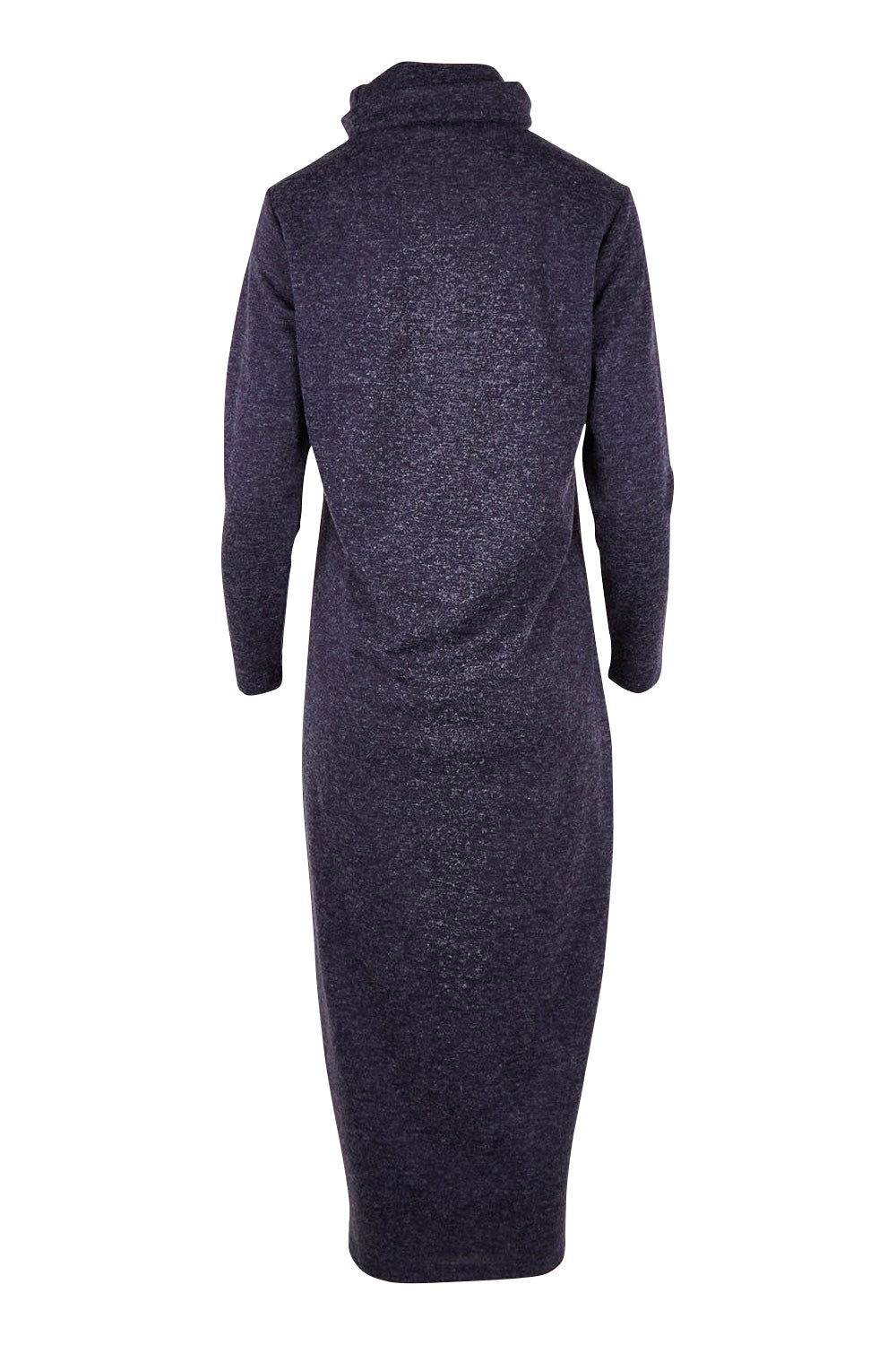 Product shot of The High Neck Maxi Dress in colour Navymarle (Blue), from the back
