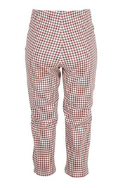Product shot of The Check Pull On Pant in colour Dustyrose (Pink), from the back
