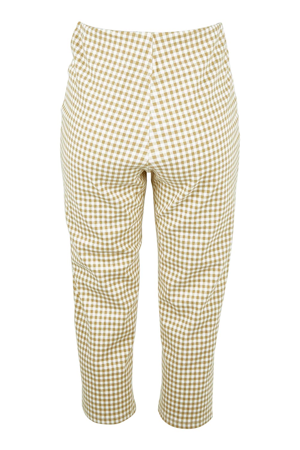 Product shot of The Check Pull On Pant in colour Taupewhite, from the back