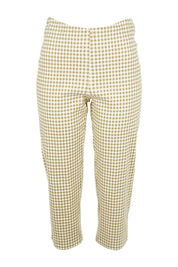 Product shot of The Check Pull On Pant in colour Taupewhite, from the front