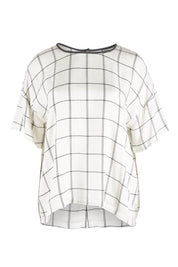Product shot of The Keepers Relax Fit Top in colour Ivorygrey (White), from the front