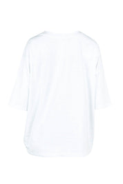 Product shot of The Keepers Elbow Length Tee in colour White (White), from the back