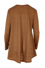 Product shot of The Spot Swing Knit Tee in colour Caramel, from the back