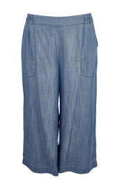 Product shot of The Chambray Pull On Cullotes in colour Bluedenim (Blue), from the front
