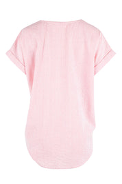 Product shot of The Stripe Summer Shell Top in colour Pinkwhite (Pink), from the back