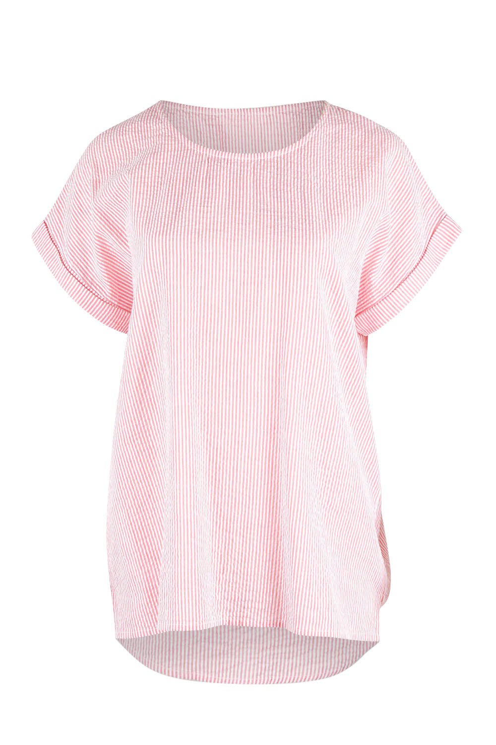 Product shot of The Stripe Summer Shell Top in colour Pinkwhite (Pink), from the front
