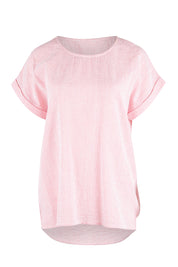 Product shot of The Stripe Summer Shell Top in colour Pinkwhite (Pink), from the front