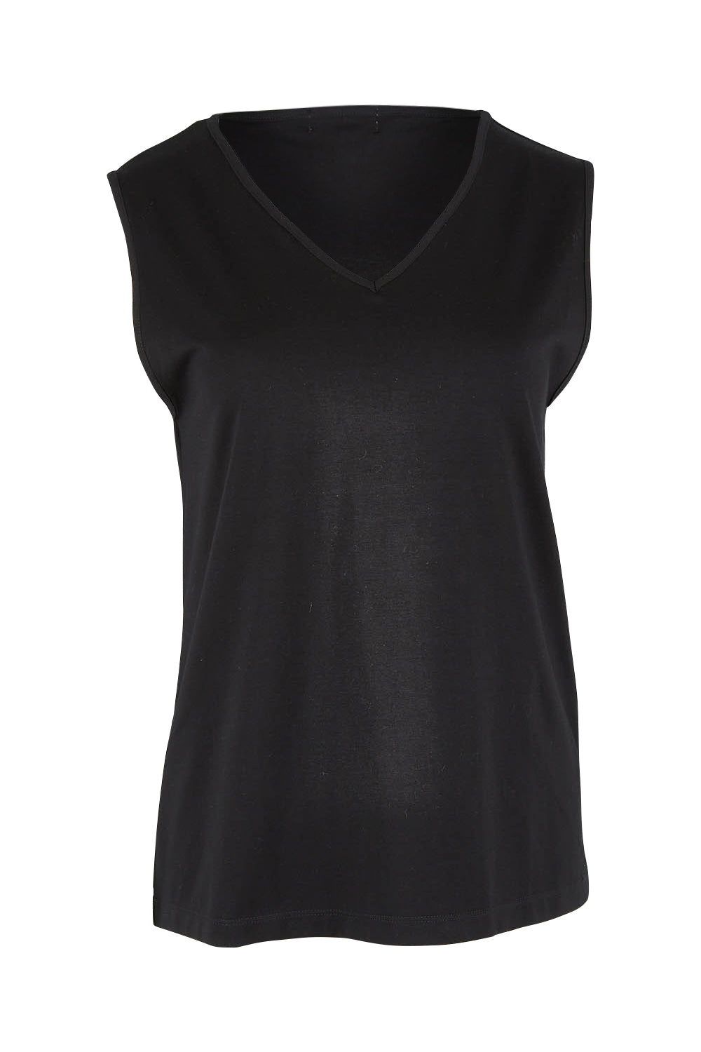 Product shot of The Keepers Cotton Tank in colour Black (Black), from the front