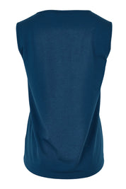 Product shot of The Keepers Cotton Tank in colour Frenchblue (Blue), from the back