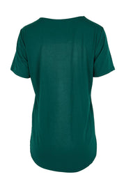 Product shot of the The Bamboo Curved Hem Tee – Forest in colour Forest, from the back