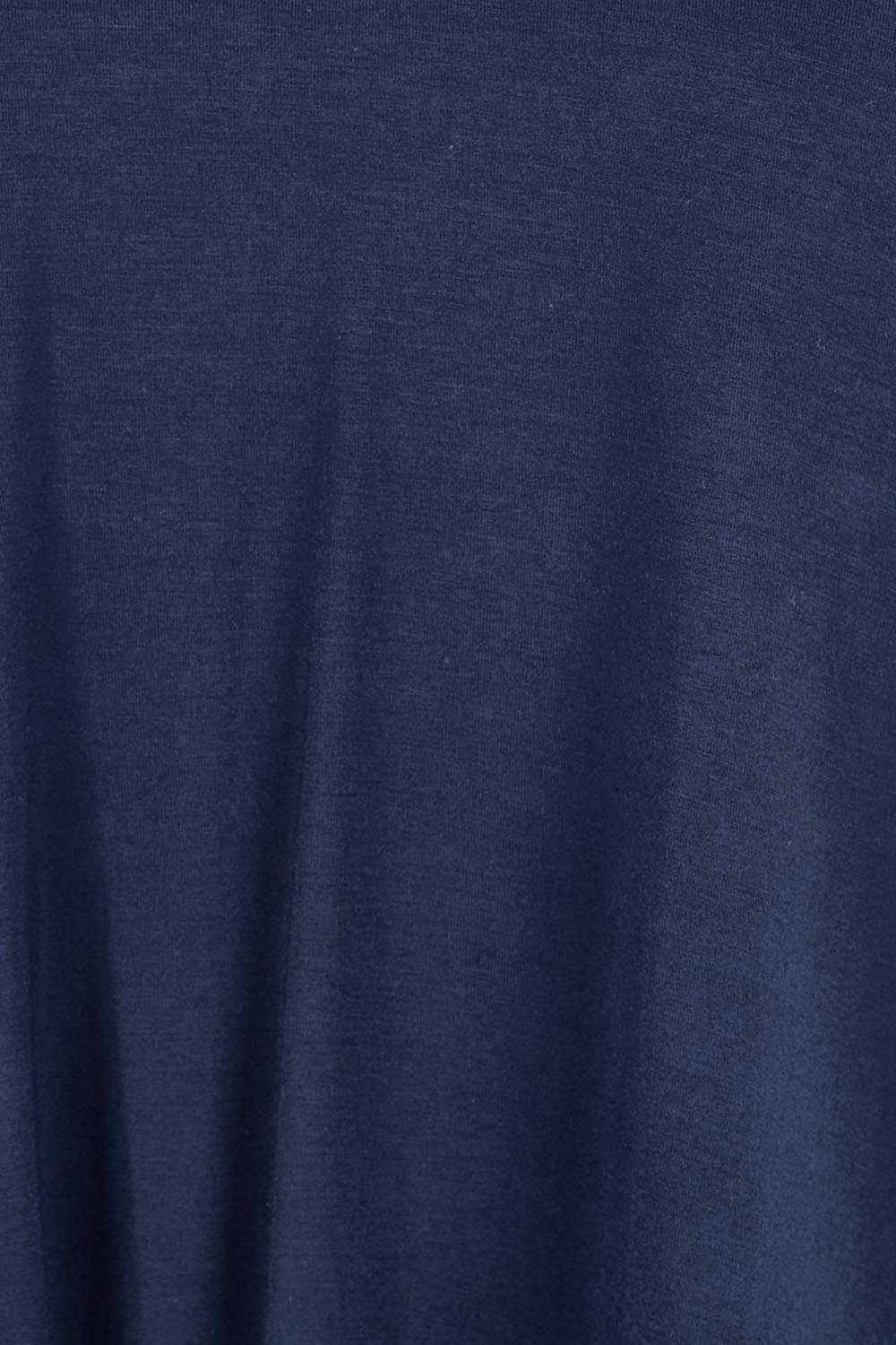 Product shot of the The Bamboo Curved Hem Tee – Navy in colour Navy, showing detail