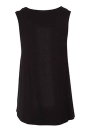 Product shot of The Bamboo Crew Neck Swing Tank in colour Black (Black), from the back