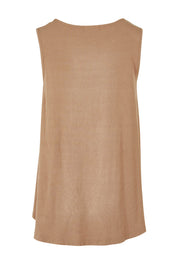 Product shot of The Bamboo Crew Neck Swing Tank in colour Caramel, from the back