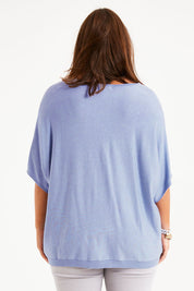 Preloved The Relaxed V Neck Knit Tee - Icyblue