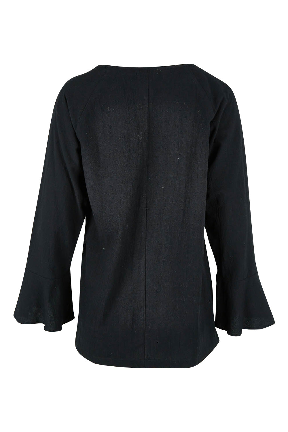 Product shot of The Fluted Sleeve Top in colour Black (Black), from the back