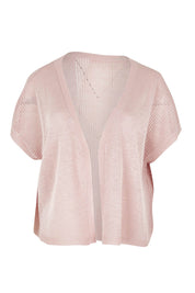 Product shot of The Short Sleeve Shrug in colour Blushpink (Pink), from the front