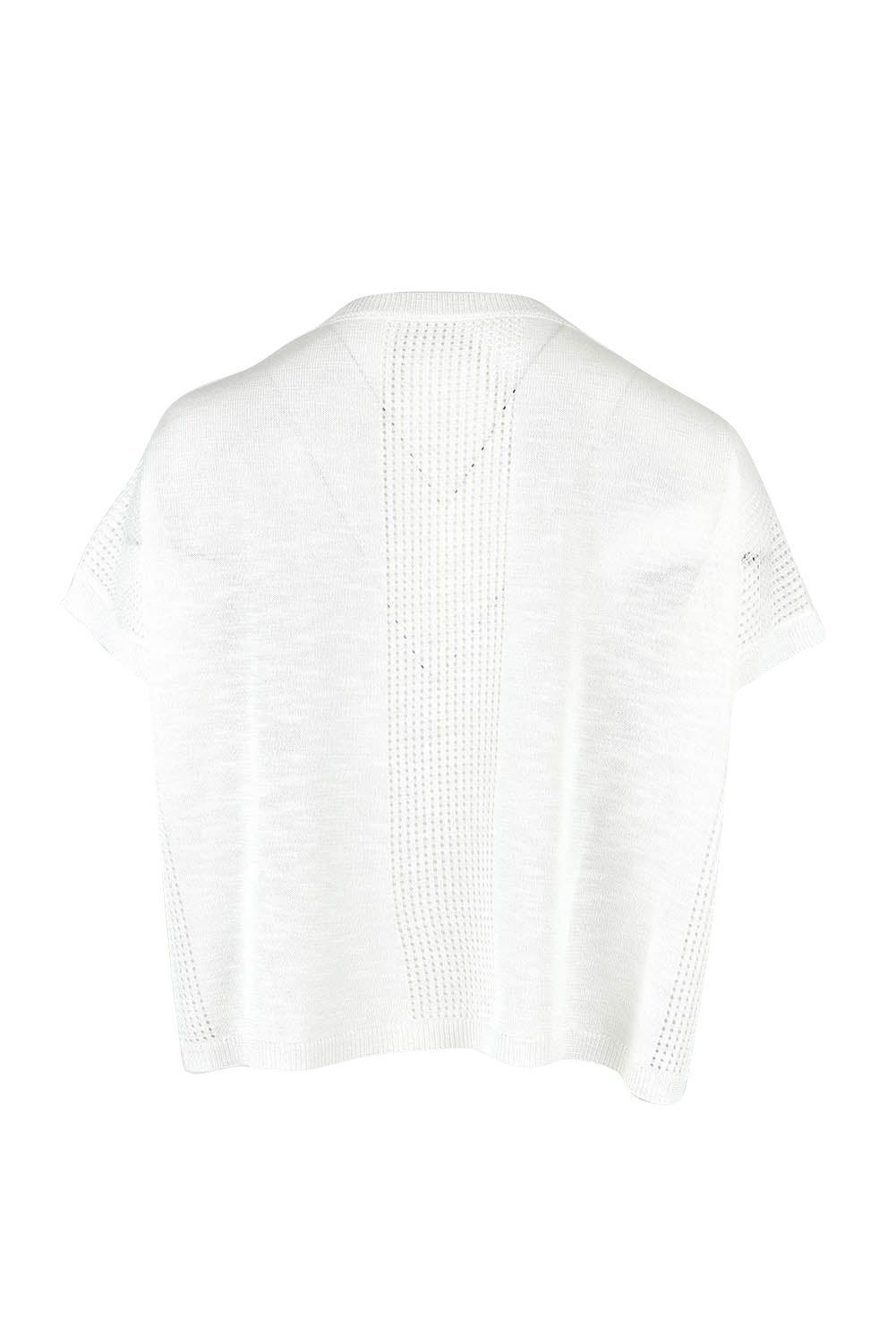 Product shot of The Short Sleeve Shrug in colour White (White), from the back