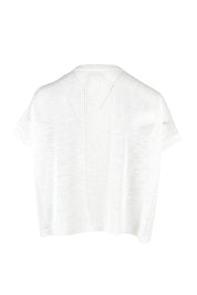 Product shot of The Short Sleeve Shrug in colour White (White), from the back