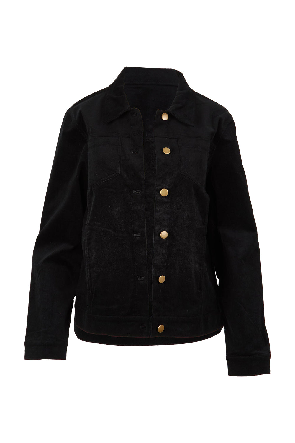 Product shot of The Keepers Cord Jacket in colour Black (Black), from the front