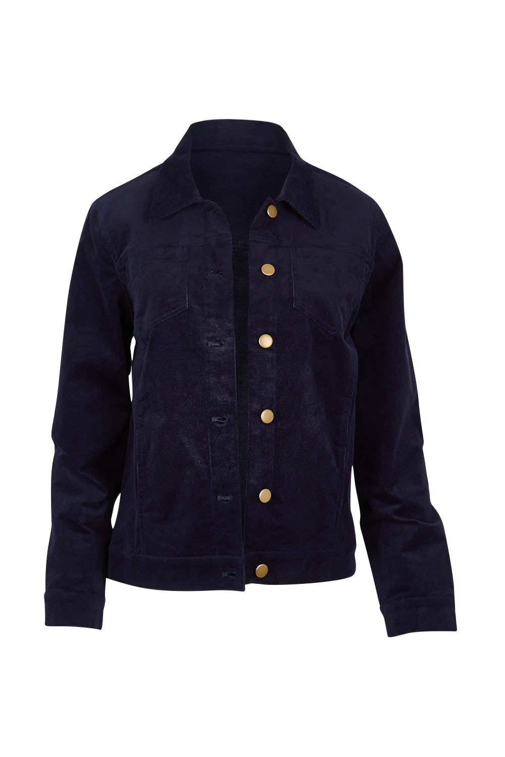 Product shot of The Keepers Cord Jacket in colour Darknavy (Blue), from the front