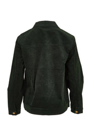 Product shot of The Keepers Cord Jacket in colour Deepforest (Green), from the back