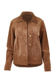 Product shot of The Keepers Cord Jacket in colour Mushroom, from the front