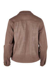 Product shot of The Slim Fit Denim Jacket in colour Chocolate, from the back