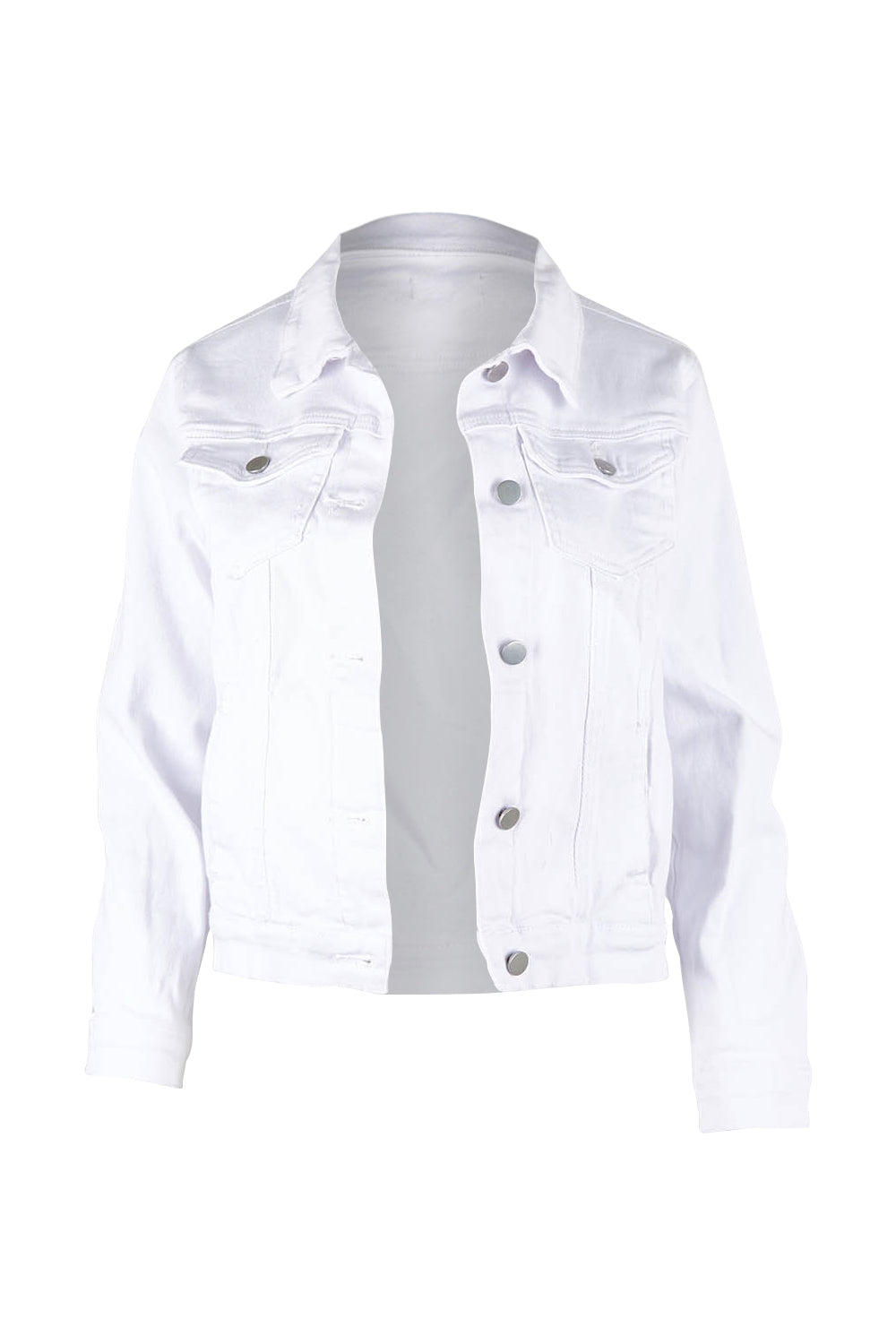 Product shot of The Slim Fit Denim Jacket in colour White (White), from the front