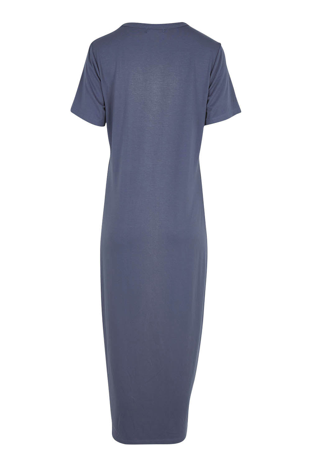 Product shot of The V Neck Bamboo Maxi Dress in colour Dustyblue (Blue), from the back