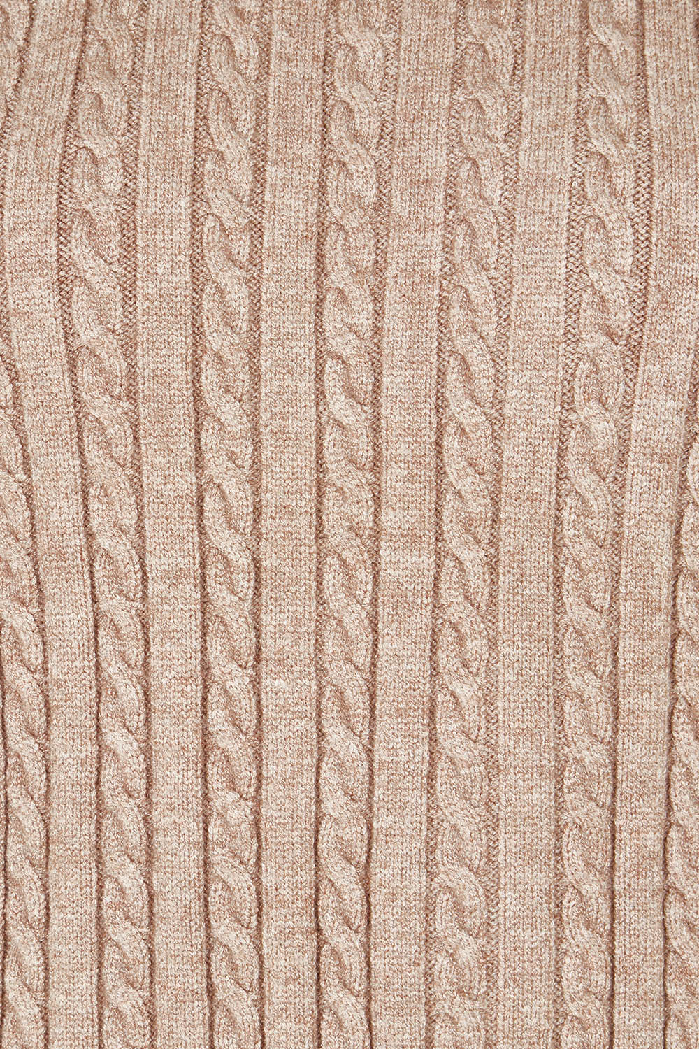 Product shot of The Soft Sleeveless Cable Knit Jumper in colour Capuccino, detail