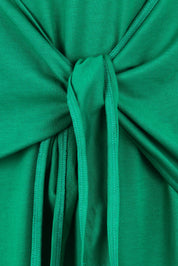 Product shot of The Short Sleeve Tie Waist Dress in colour Emerald (Green), detail