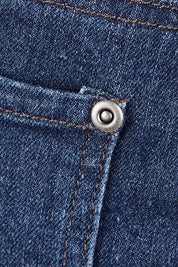 Product shot of The Pull On Denim Short in colour Darkdenim (Blue), detail