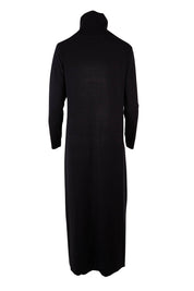 Product shot of The Roll Neck Knit Maxi Dress in colour Black (Black), from the back
