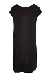 Product shot of The Luxe Twist Detail Tee Dress in colour Black (Black), from the back