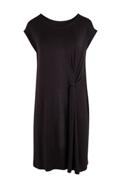 Product shot of The Luxe Twist Detail Tee Dress in colour Black (Black), from the front