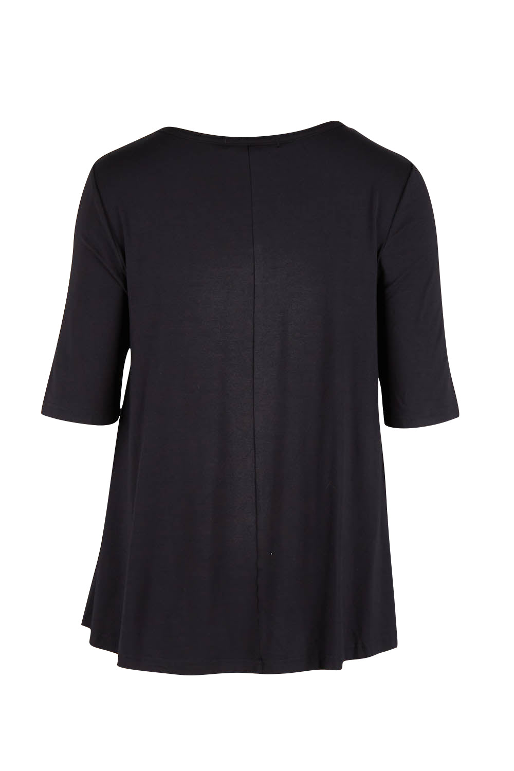 Product shot of The Luxe A Line Tee in colour Black (Black), from the back
